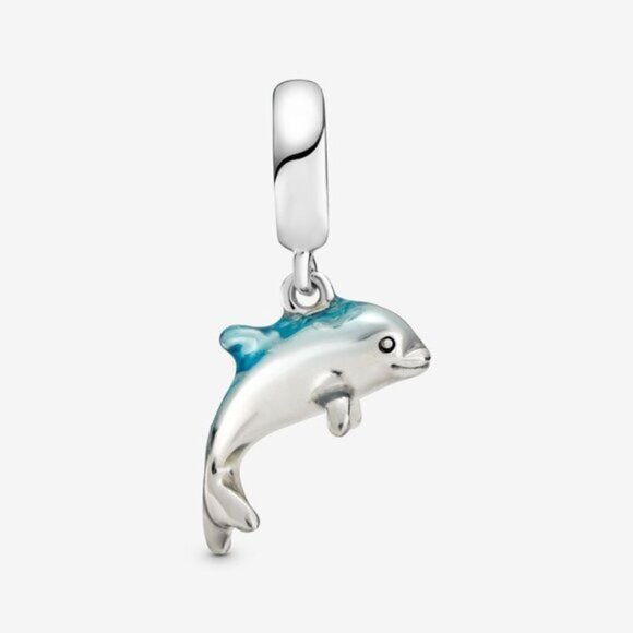 Pandora Silver and Blue Dolphin Charm Bracelet - Picture 1 of 5